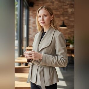 Genuine Leather Suede Jacket Womens Medium Belted Blazer Style Made in Uruguay